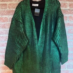 Impressions Green and Black Cardigan